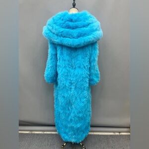Cerulean Dream Fur Coat in Vibrant Blue